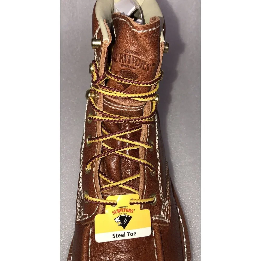 Herman Survivors Oakridge Brown Leather 6" Steel Toe Work Boots Men's Size 7 - Picture 12 of 16